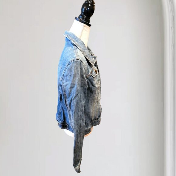 INC Classic Style Denim Jean Jacket Distressed Look in Size Medium - Picture 3 of 5